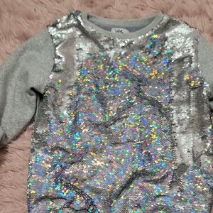 Lola + The Boys Silver Sequin Kids Sweatshirt